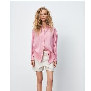 Zara Pink Flowy Button-Down
